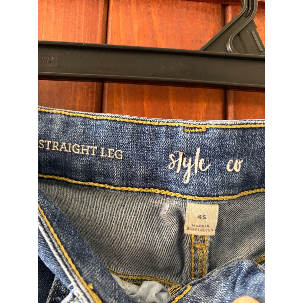 Style & Co Womens Straight Leg Jeans Blue Denim Medium Wash Size 4S Short - Picture 3 of 3